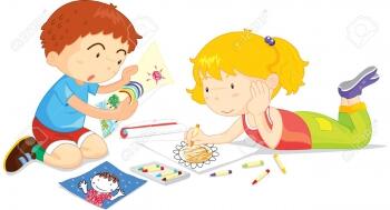 13215664-two-children-drawing-pictures-together